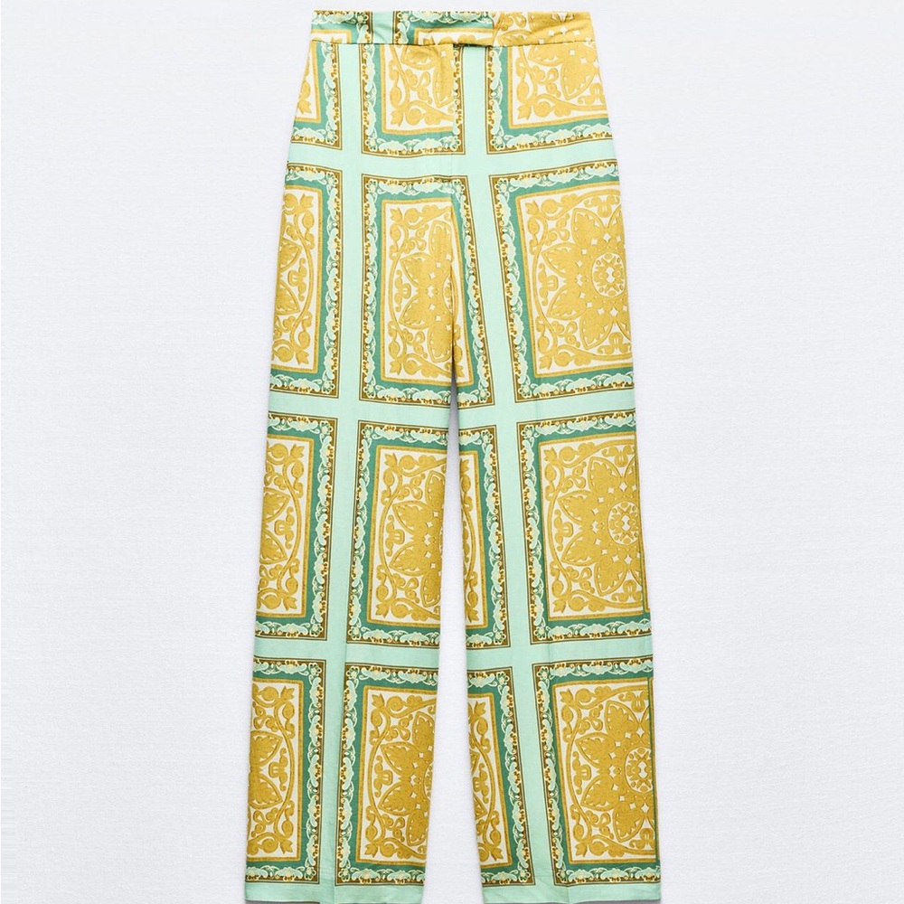 NWT Zara linen blend printed pants